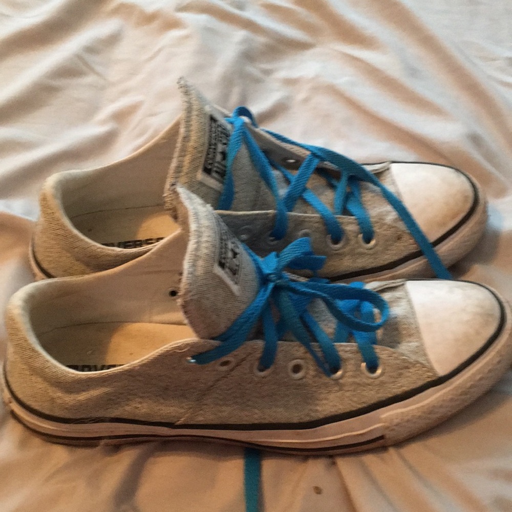 Unisex Gray Converse with Blue Laces